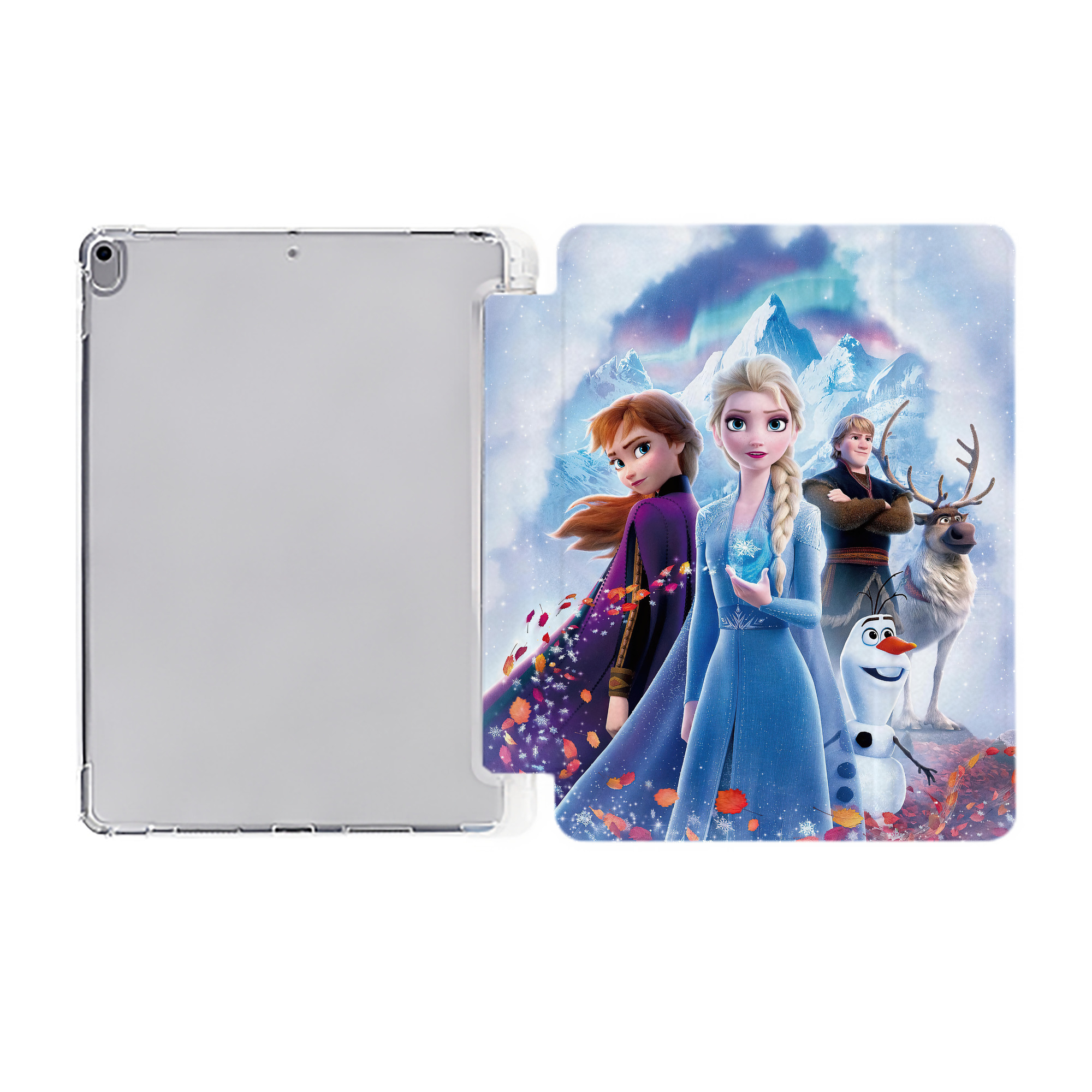（画像用） アナと雪の女王 アンナ エルサ Frozen Anna Elsa IPad ケース ペン収納付き 三つ折りスタンド PUレザー×シリコン 対応機種9.5/10.5/10.9インチ